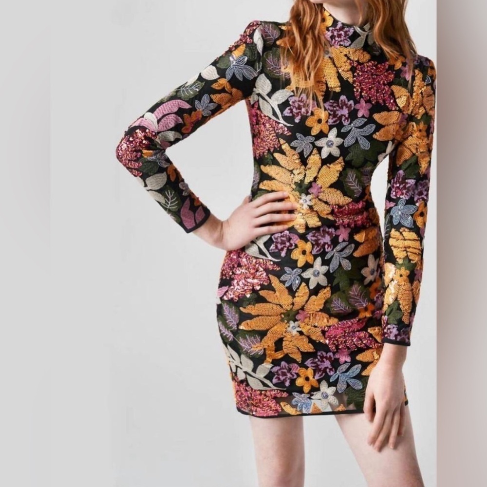 Smythe Sequin Embroidered Minidress in Botanic Sequin size 10